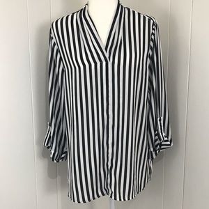 💲N touch vertical striped 3/4 sleeve blouse